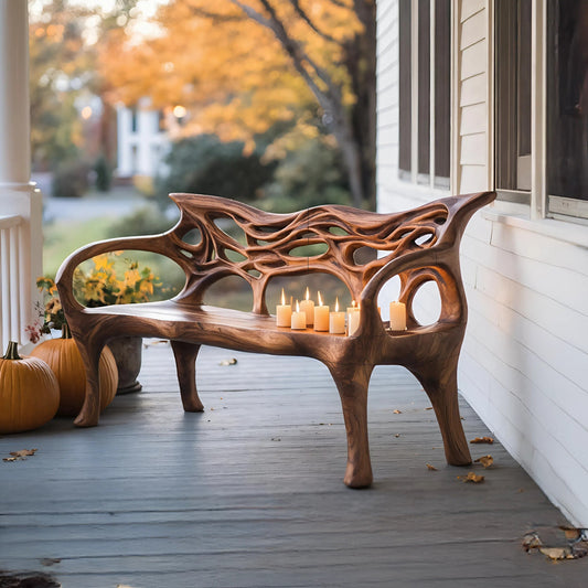 Mid Century Solid Wood Halloween Bench For Outdoor Design