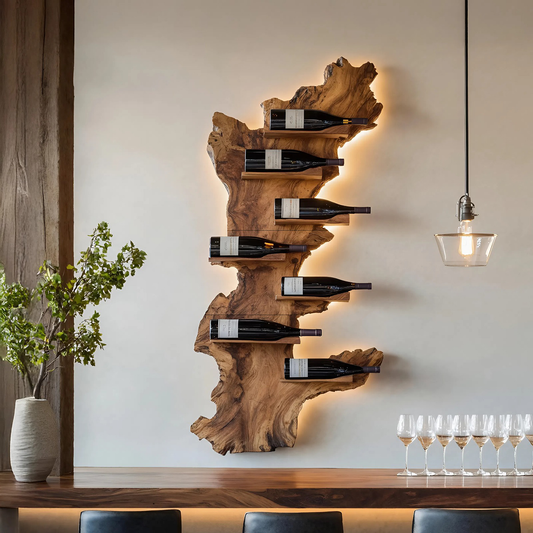 Modern Live Edge Wine Holder For Living Room Furniture Decor