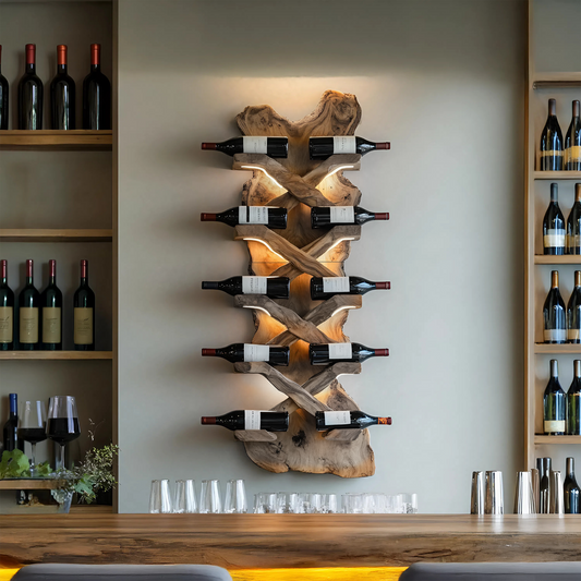 Handcrafted Solid Wood Wine Rack For Bar Decor And Storage