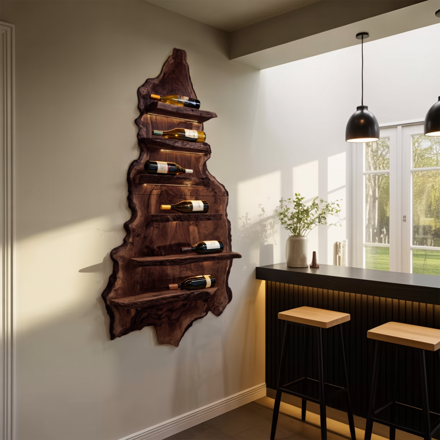 Modern Wooden Wine Rack For Bar Decor And Display Storage