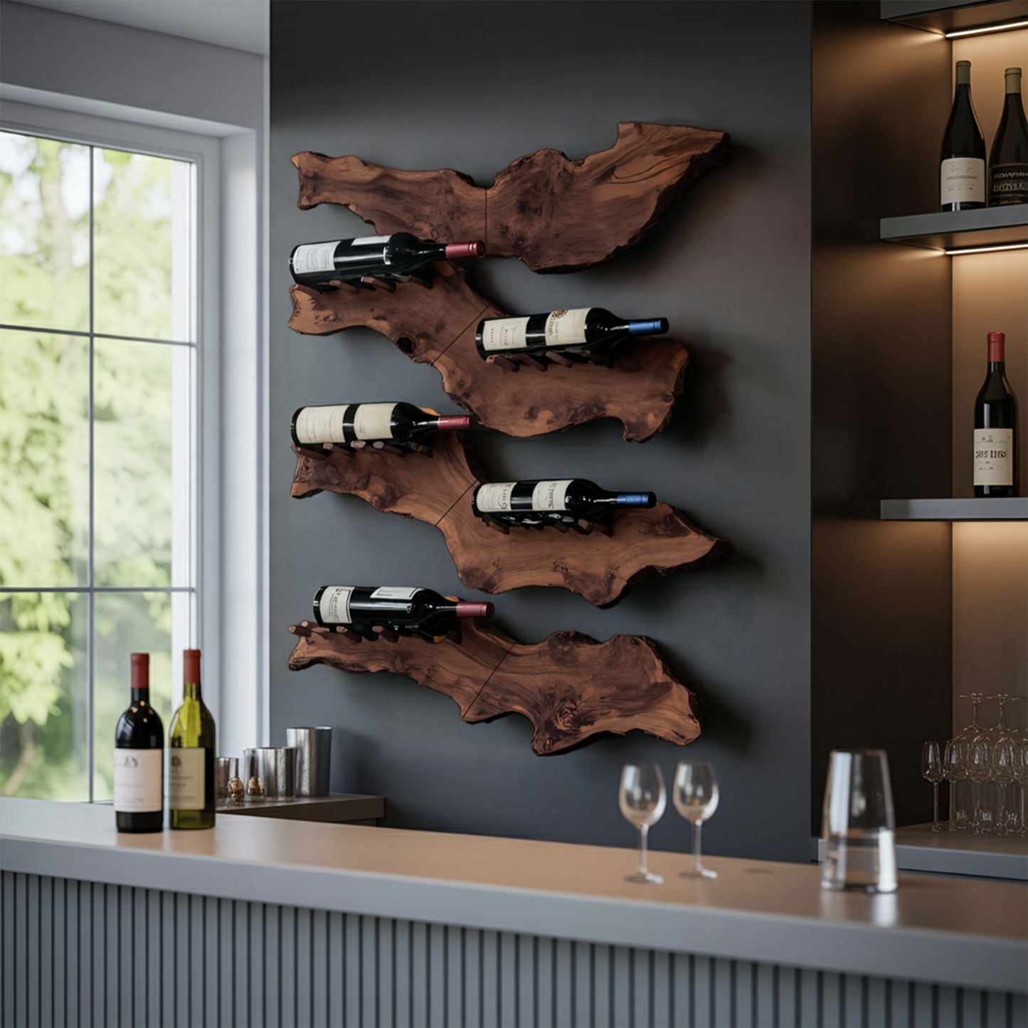 Farmhouse Wooden Wine Holder For Entryway Wine Storage Decor